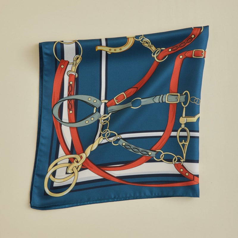 ベルト柄ウォッシャブルスカーフ＜ネイビー＞　イタリア製