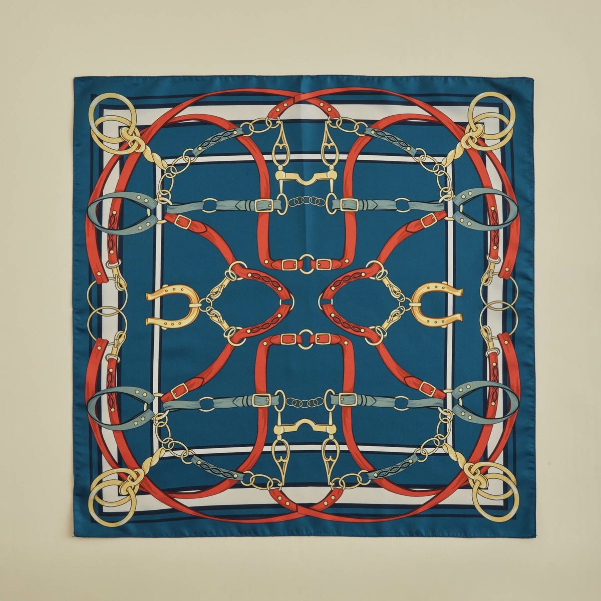 ベルト柄ウォッシャブルスカーフ＜ネイビー＞　イタリア製