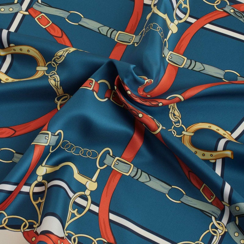 ベルト柄ウォッシャブルスカーフ＜ネイビー＞　イタリア製