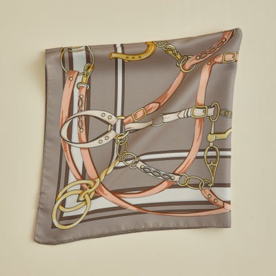 ベルト柄ウォッシャブルスカーフ＜ベージュ＞　イタリア製