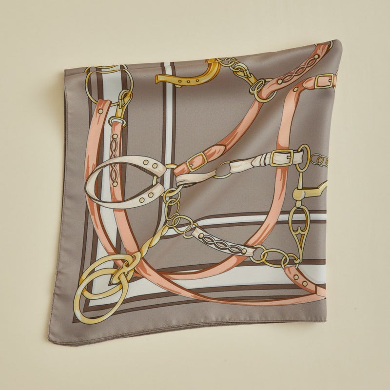 ベルト柄ウォッシャブルスカーフ＜ベージュ＞　イタリア製