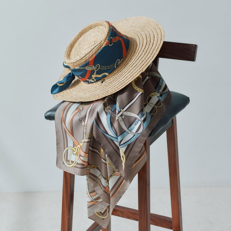 ベルト柄ウォッシャブルスカーフ＜ベージュ＞　イタリア製