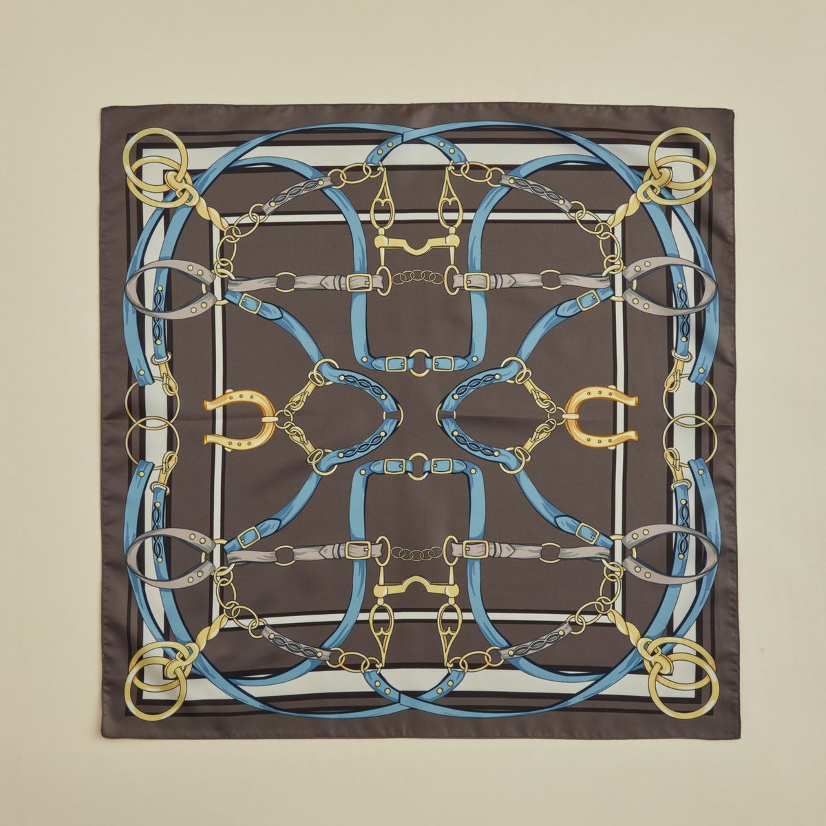 ベルト柄ウォッシャブルスカーフ＜ブラウン＞　イタリア製