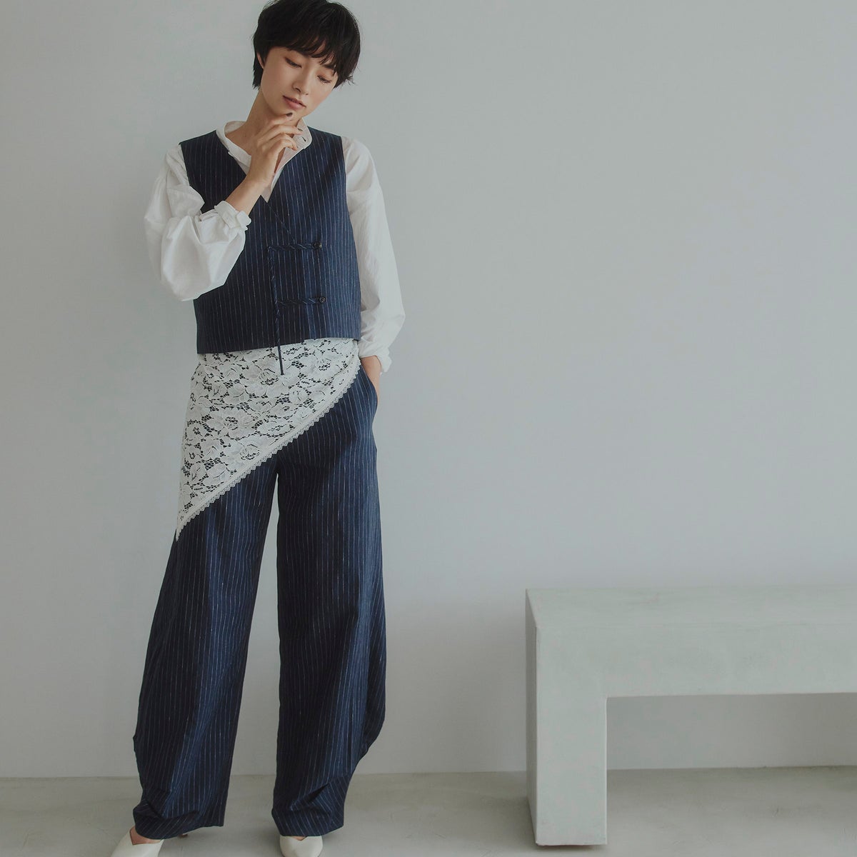  フラワーレース三角スカーフ