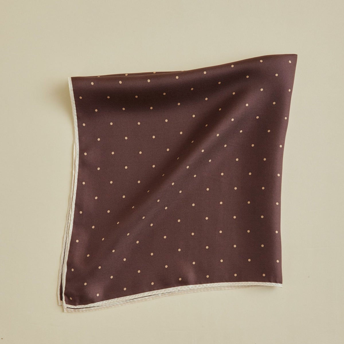 ピンドットスカーフ＜ブラウン＞　シルク100%　日本製