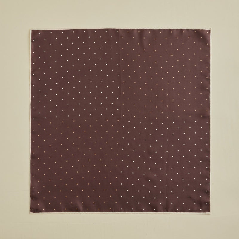 ピンドットスカーフ＜ブラウン＞　シルク100%　日本製