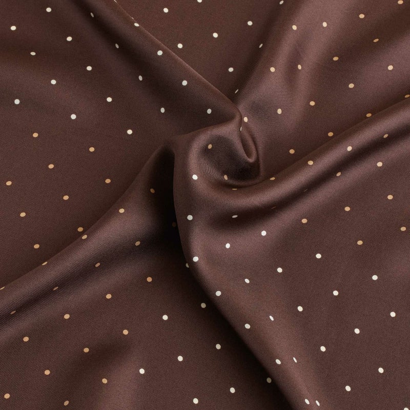 ピンドットスカーフ＜ブラウン＞　シルク100%　日本製