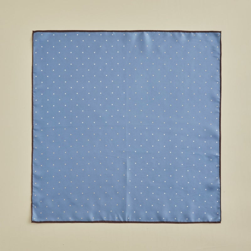 ピンドットスカーフ＜ブルー＞　シルク100%　日本製