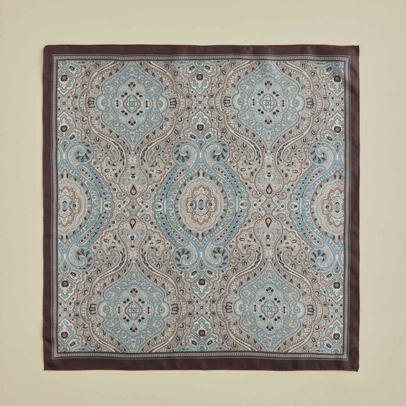  ペイズリースカーフ＜ブラウン＞　シルク100%　日本製