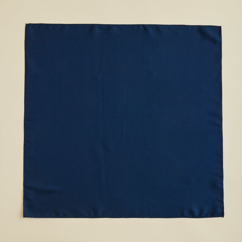 シルクジャカードドットスカーフ＜ネイビー＞　シルク100%　日本製