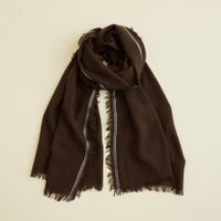 イタリア糸ラインカラー大判ストール＜ブラウン＞