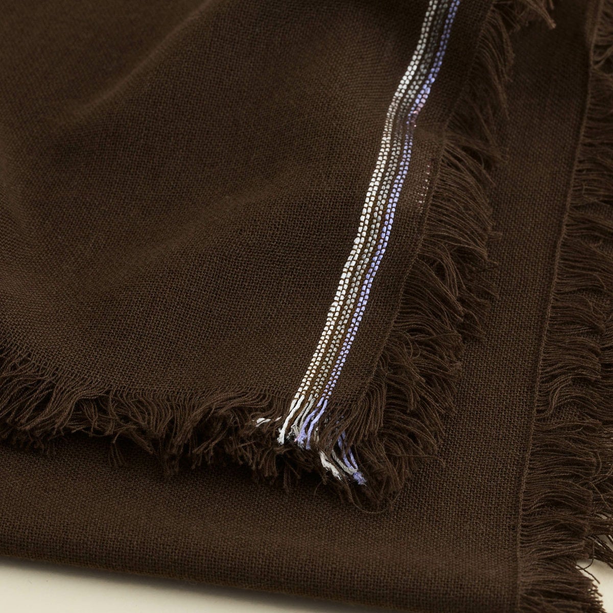 イタリア糸ラインカラー大判ストール＜ブラウン＞