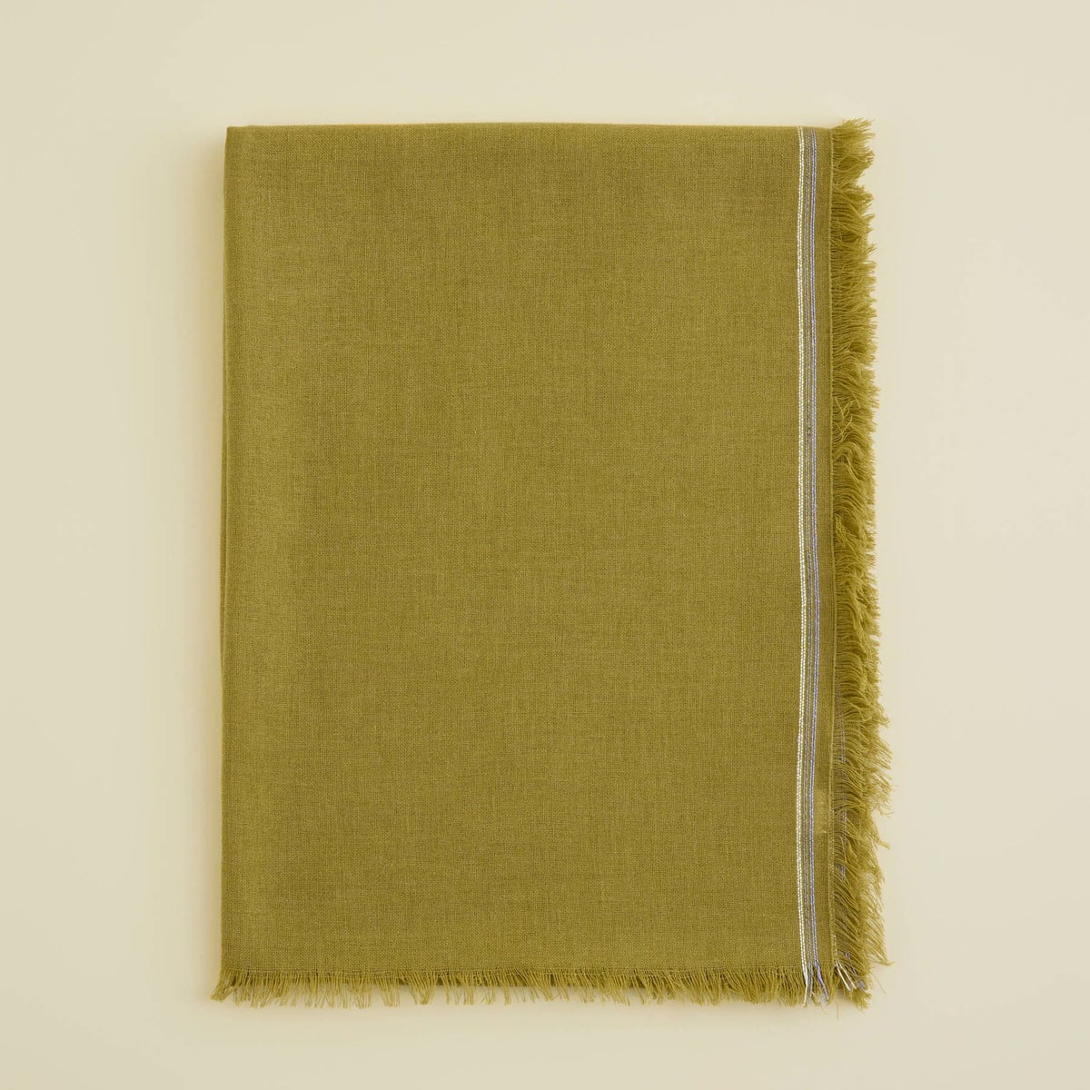  イタリア糸ラインカラー大判ストール＜若草＞