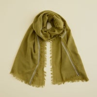  イタリア糸ラインカラー大判ストール＜若草＞