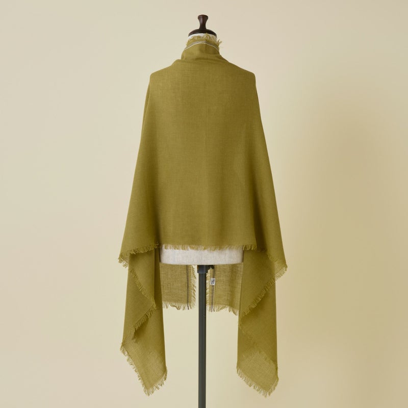  イタリア糸ラインカラー大判ストール＜若草＞