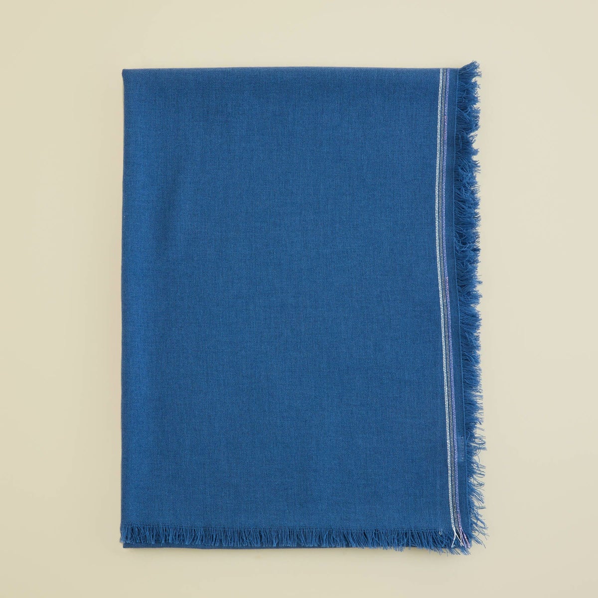 イタリア糸ラインカラー大判ストール＜ブルー＞
