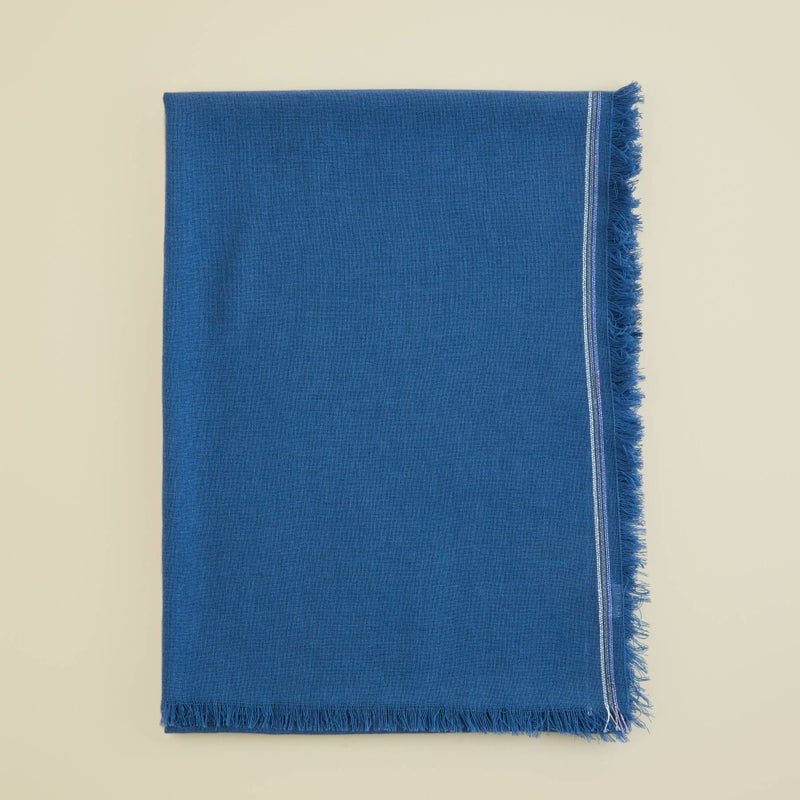 イタリア糸ラインカラー大判ストール＜ブルー＞