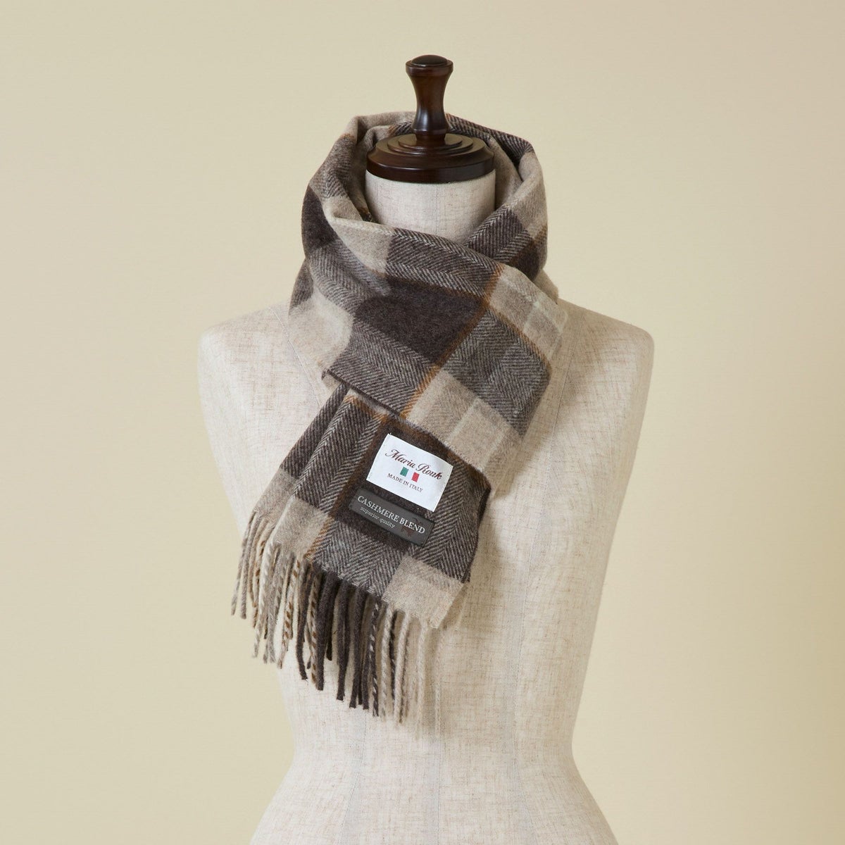 イタリア製カシミヤブレンドチェックマフラー