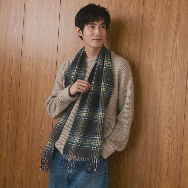 イタリア製カシミヤブレンドチェックマフラー