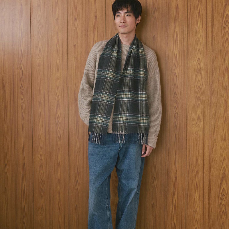 イタリア製カシミヤブレンドチェックマフラー