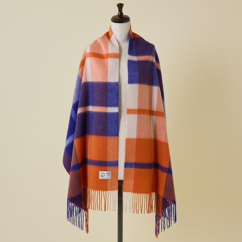 ウール100%チェックストール