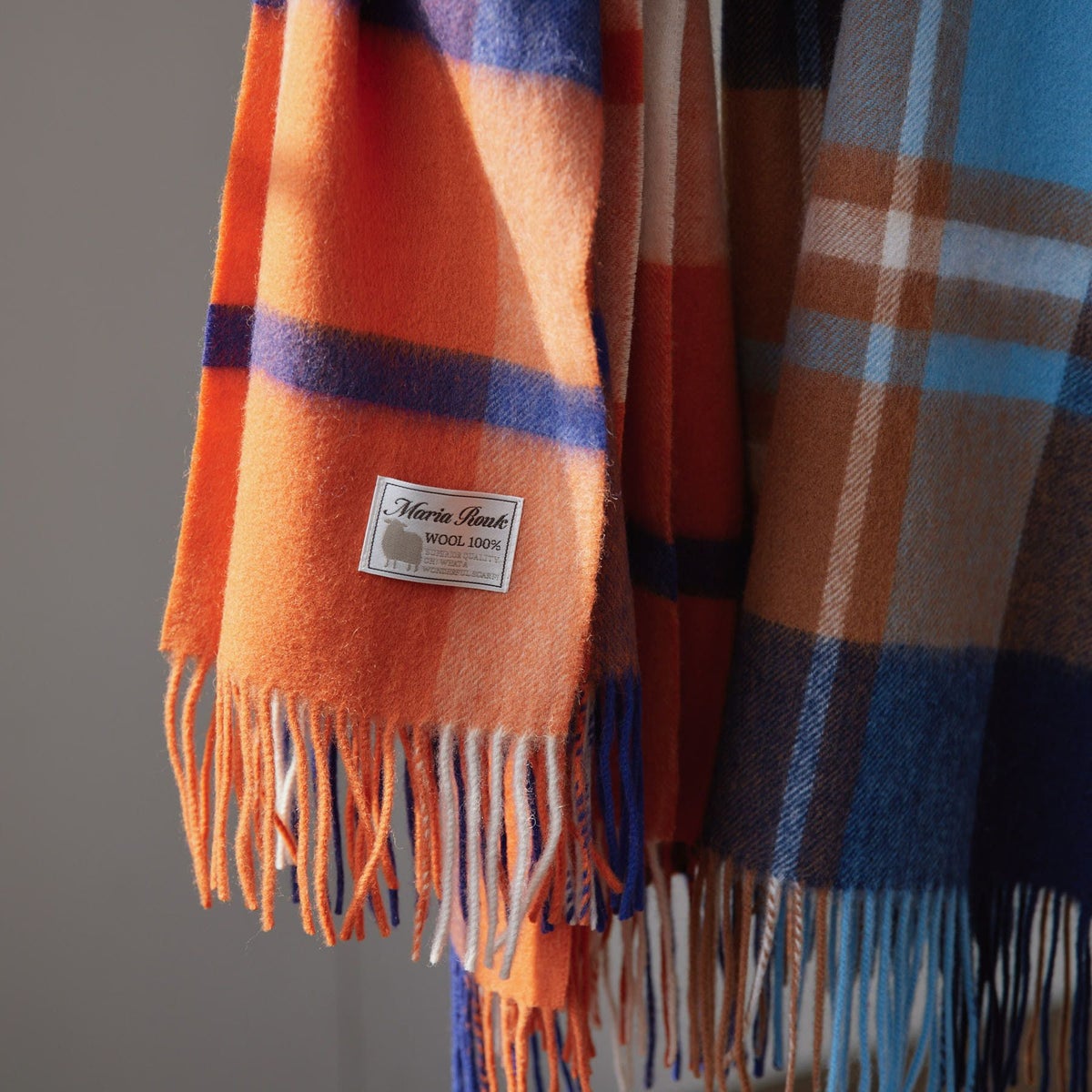 ウール100%チェックストール