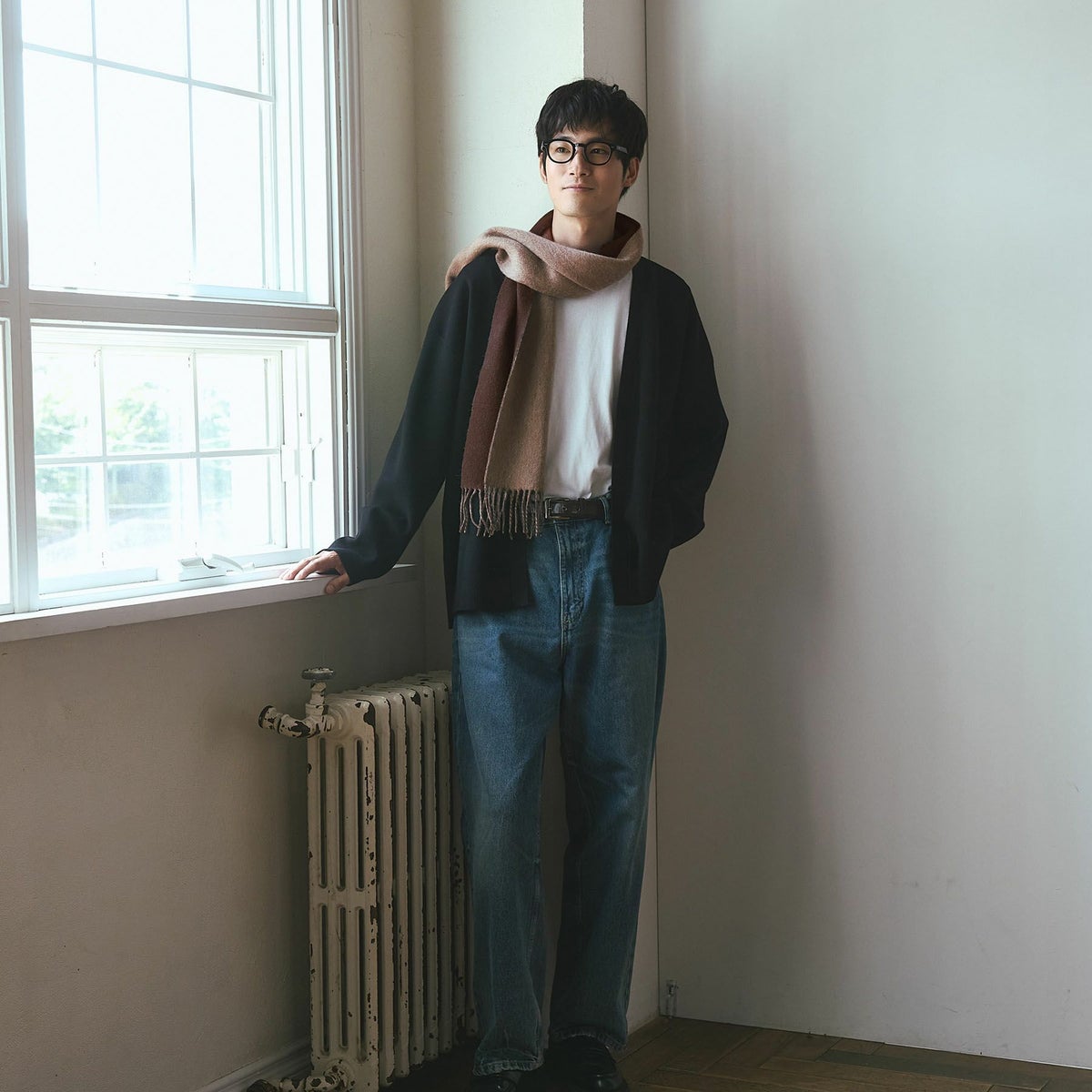 カシミヤブレンドリバーシブルマフラー