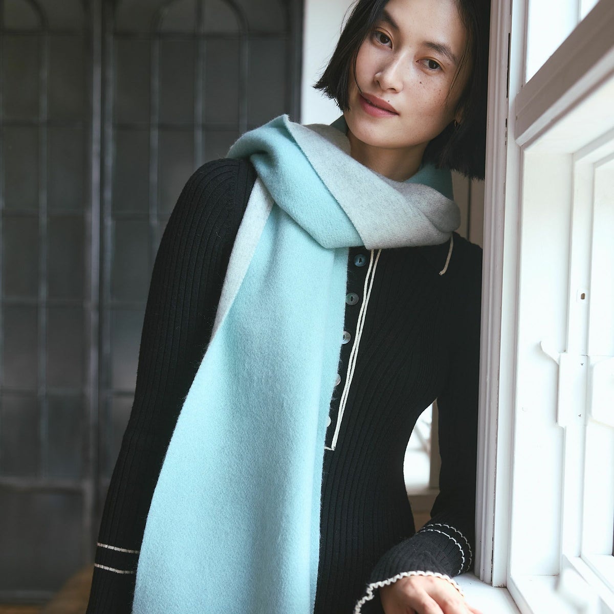 カシミヤブレンドリバーシブルマフラー