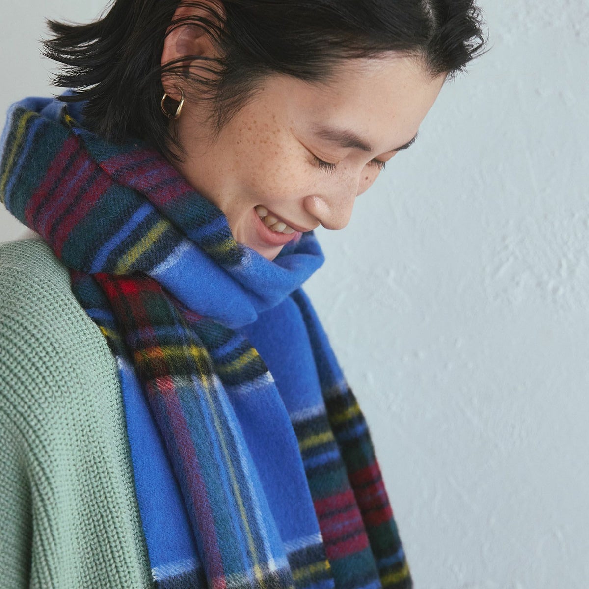 ベビーウール100%チェックマフラー