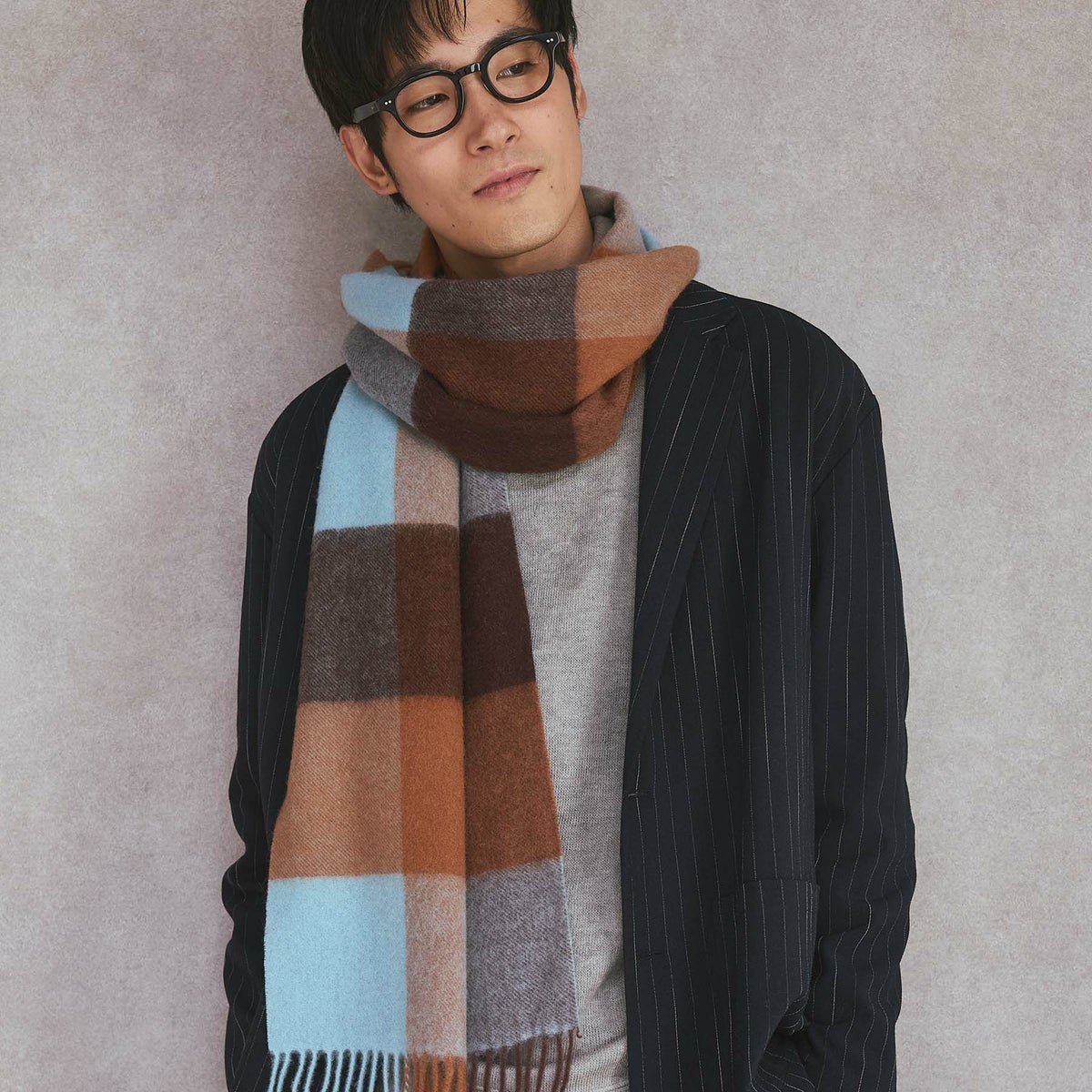 ベビーウール100%チェックマフラー