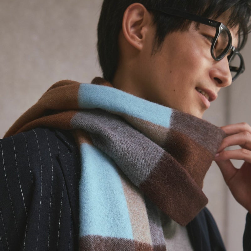 ベビーウール100%チェックマフラー