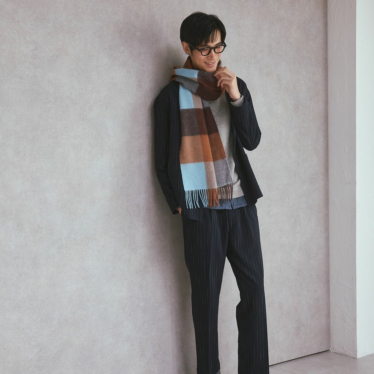 ベビーウール100%チェックマフラー