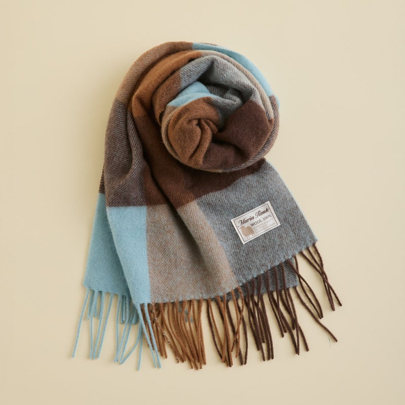 ベビーウール100%チェックマフラー