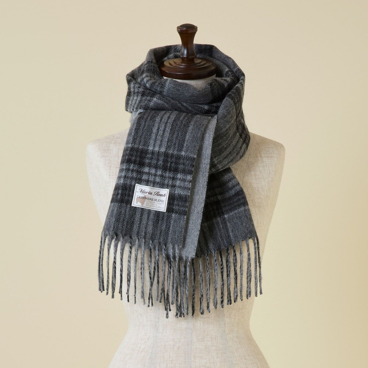 カシミヤブレンドチェックリバーシブルマフラー