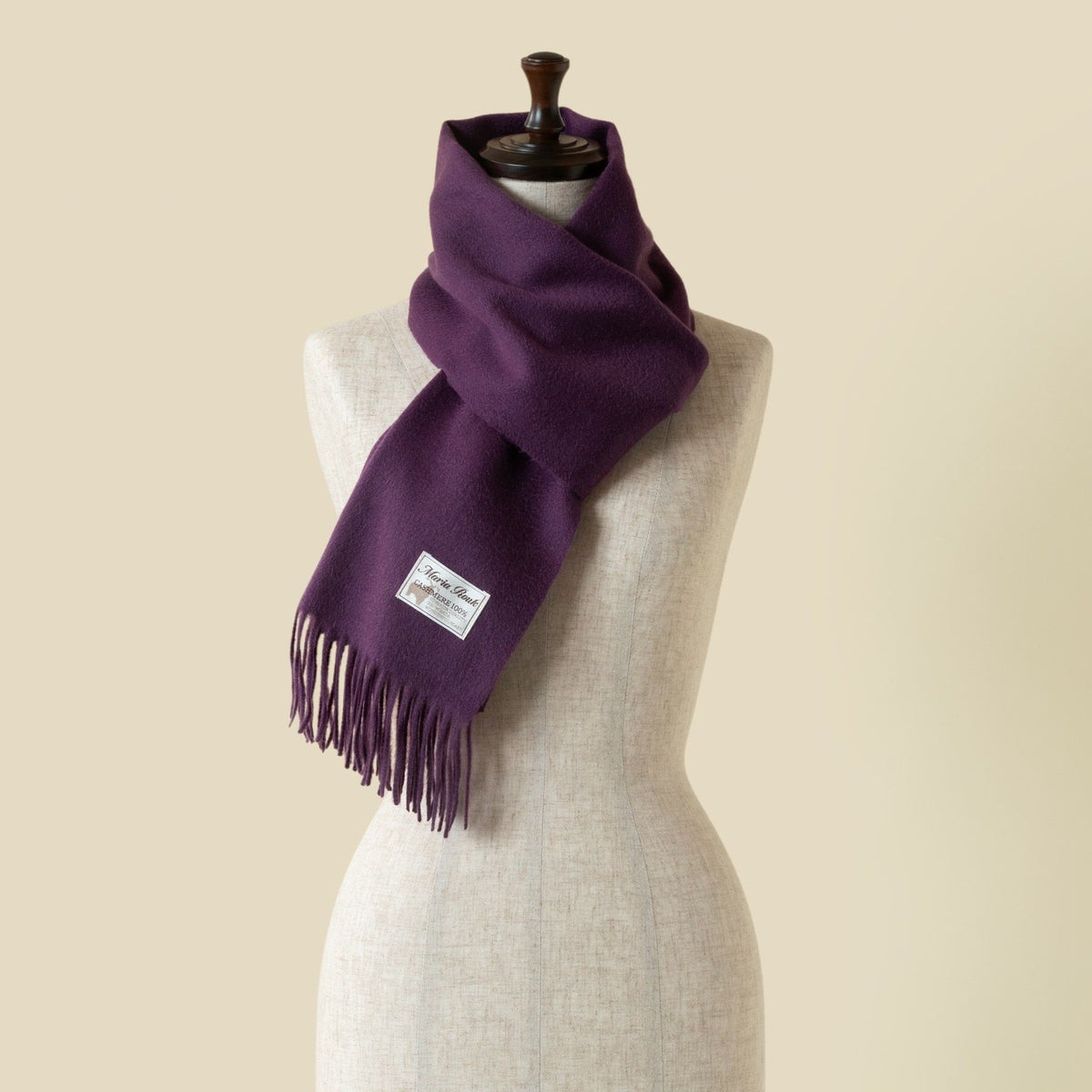 カシミヤ100%無地マフラー＜パープル＞