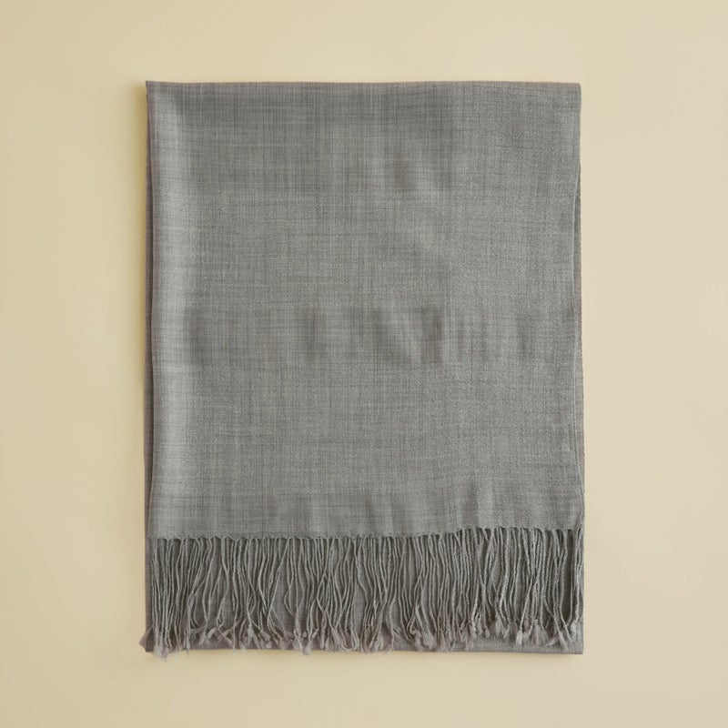 ラメラインウールストール＜ライトグレー＞