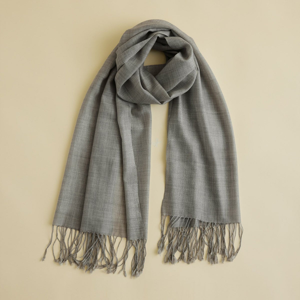 ラメラインウールストール＜ライトグレー＞