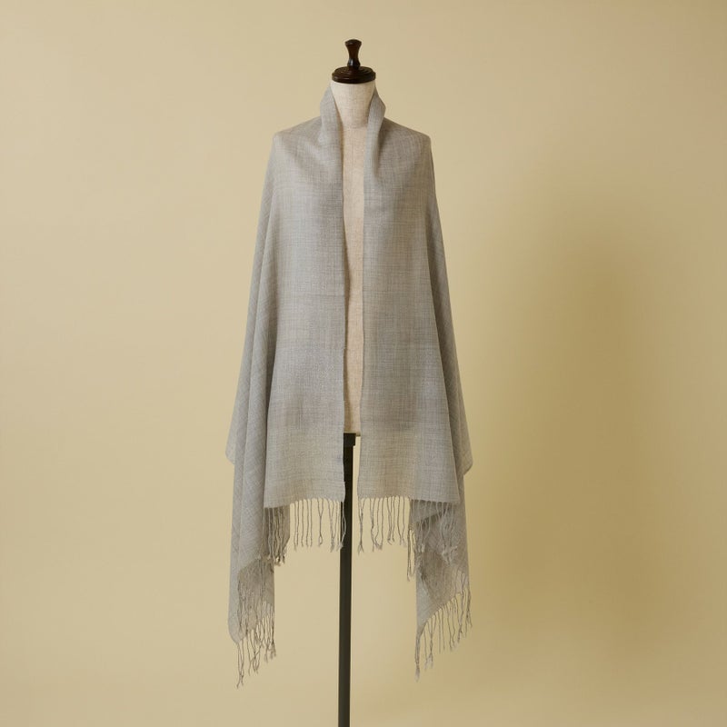 ラメラインウールストール＜ライトグレー＞