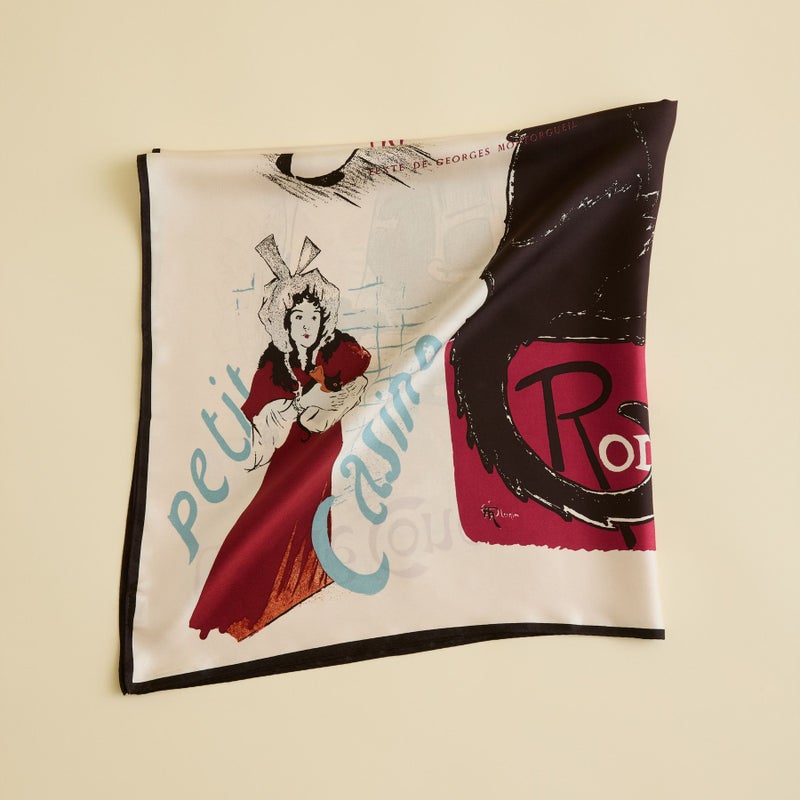 ロートレックCATスカーフ＜ベージュ＞　シルク100%　日本製