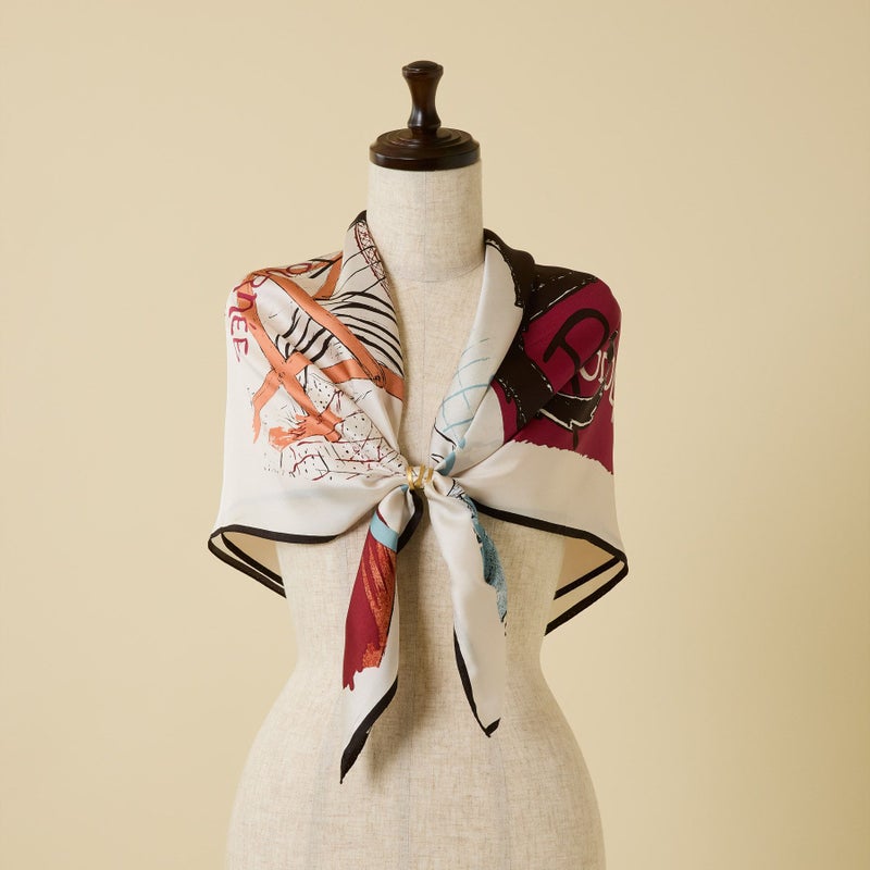 ロートレックCATスカーフ＜ベージュ＞　シルク100%　日本製