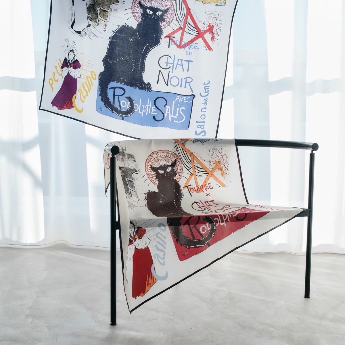 ロートレックCATスカーフ　シルク100%　日本製