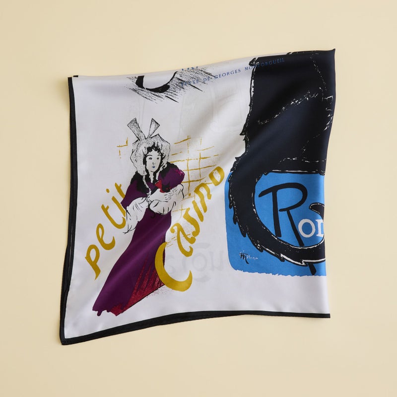 ロートレックCATスカーフ＜ライトグレー＞　シルク100%　日本製