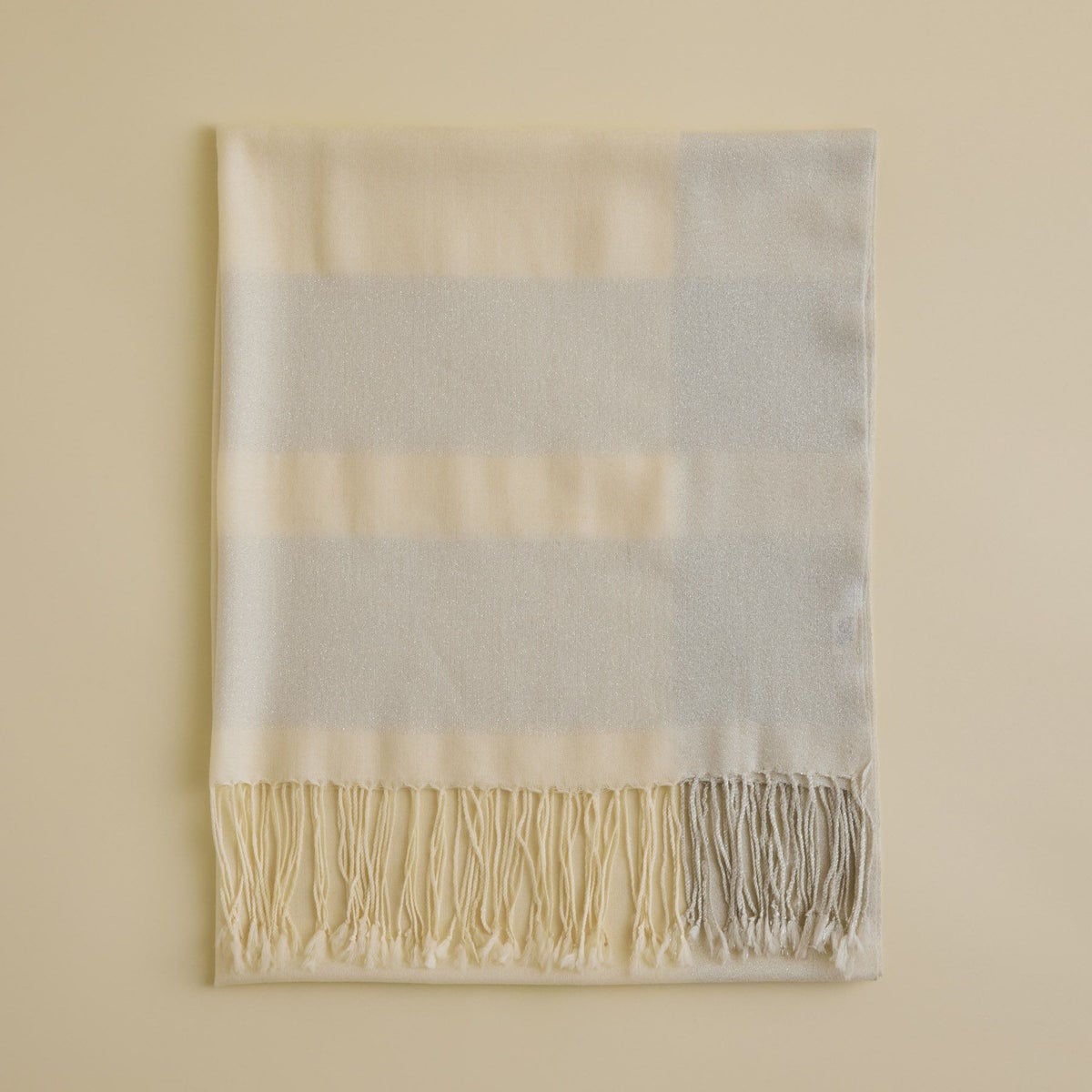  ラメラインウールストール＜ホワイト＞