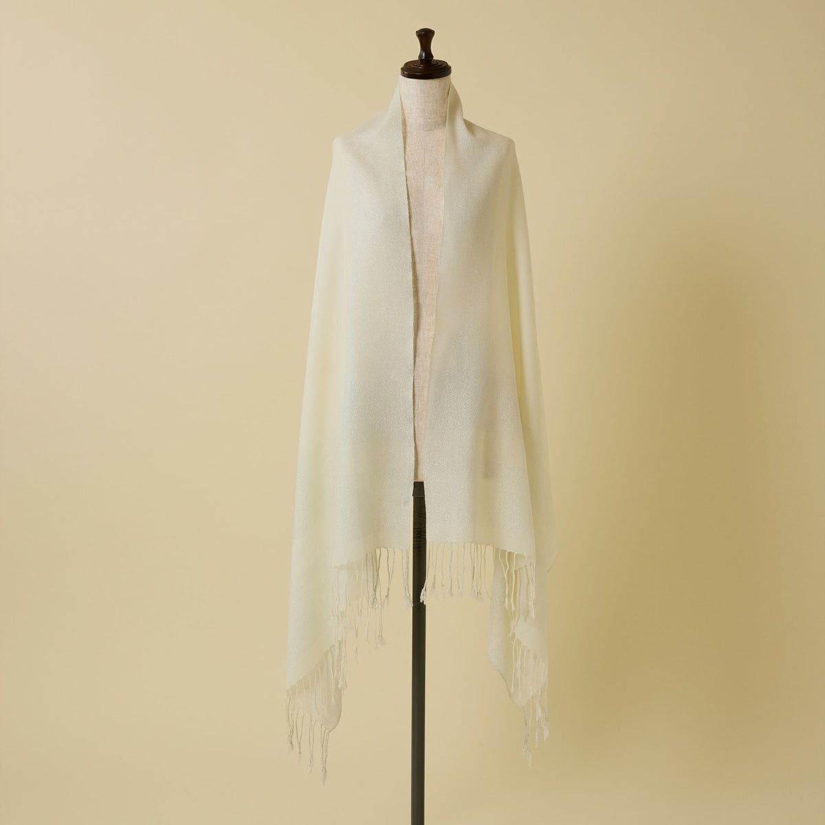  ラメラインウールストール＜ホワイト＞