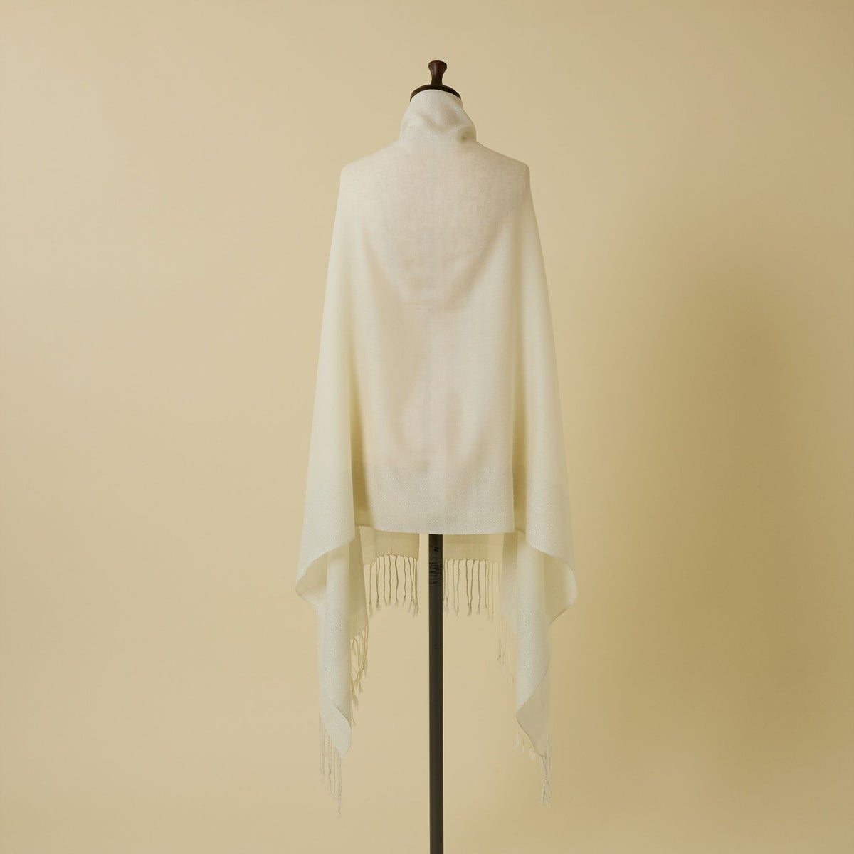  ラメラインウールストール＜ホワイト＞