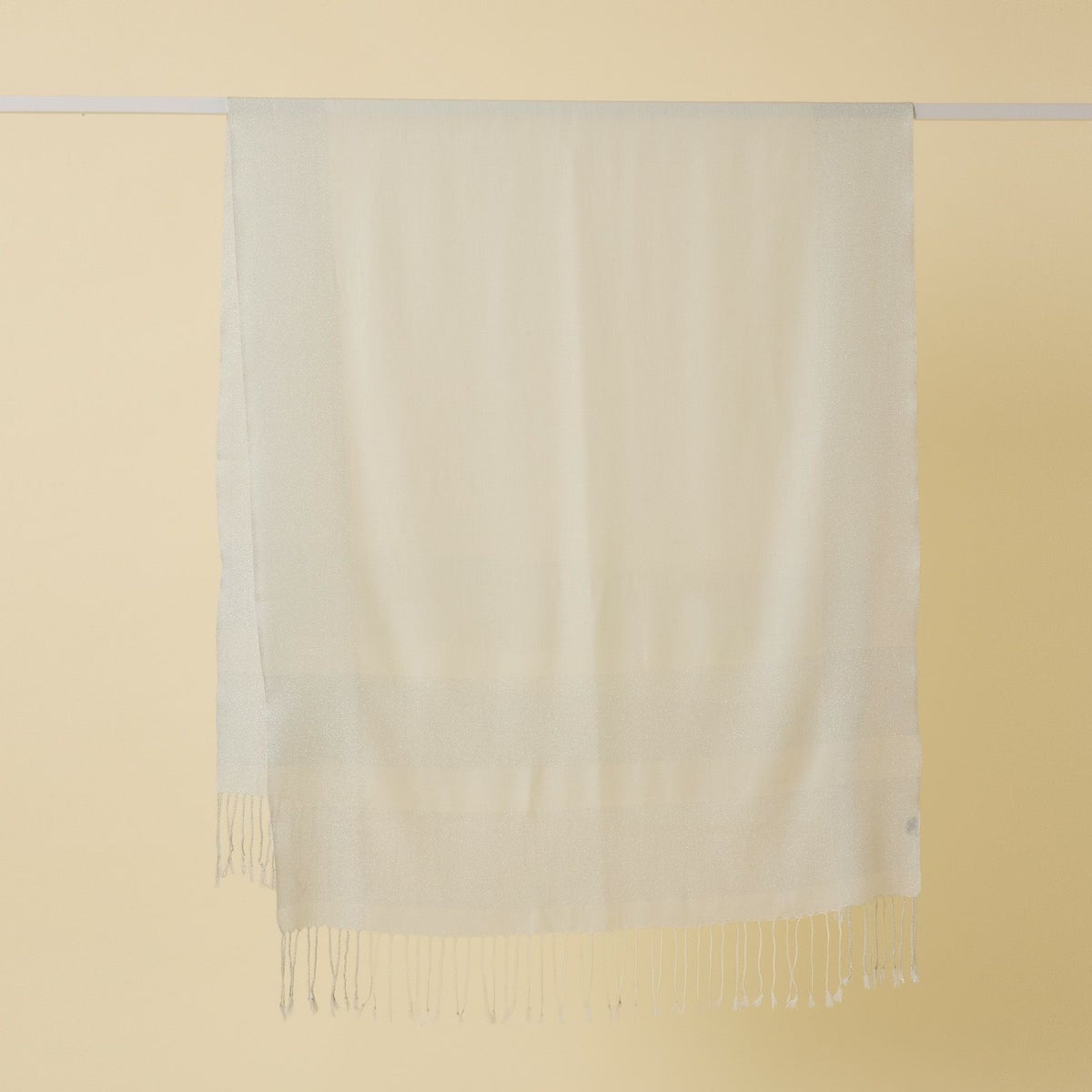  ラメラインウールストール＜ホワイト＞