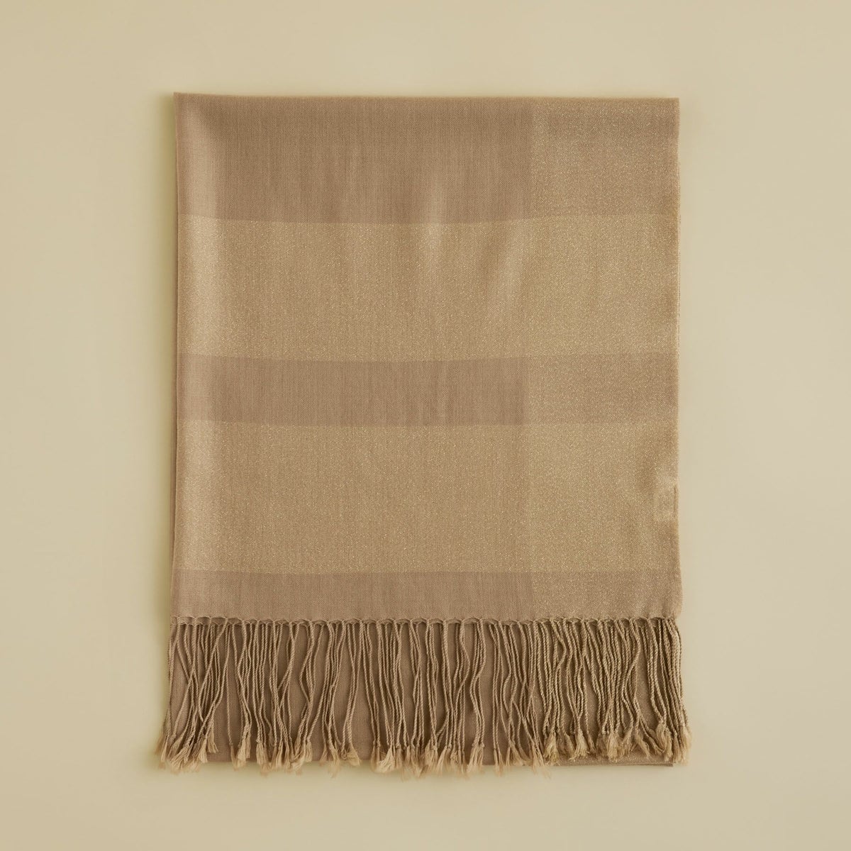  ラメラインウールストール＜ベージュ＞