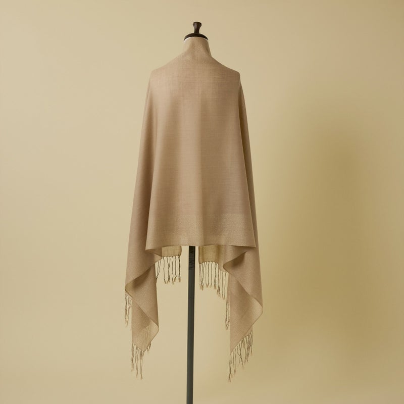  ラメラインウールストール＜ベージュ＞