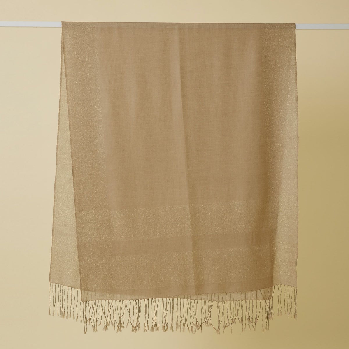  ラメラインウールストール＜ベージュ＞