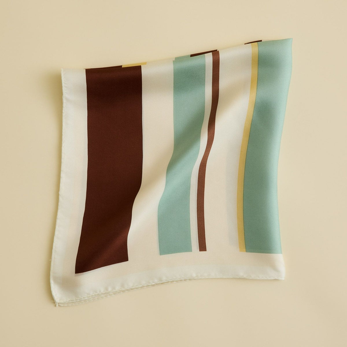  ランダムストライプスカーフ＜ブラウン＞　シルク100%　日本製